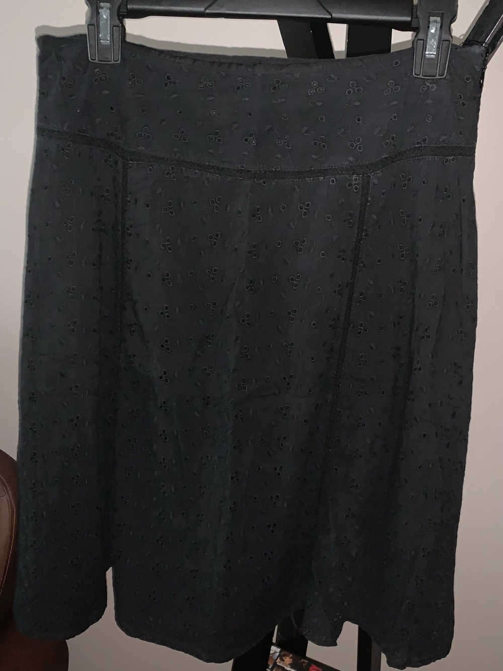 attention Black Eyelet Midi Lined Side Zip Skirt 4
